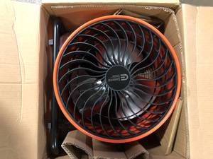 lot 35 image: Commercial Electric 16 in. 3-Speed Drum Floor Fan in Orange High Velocity Turbo  Customer Returns See Pictures