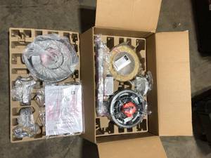 lot 41 image: Hampton Bay Roanoke 48 in. IndoorOutdoor Wet Rated Natural Iron Ceiling Fan with LED Bulbs Included    Customer Returns See Pictures