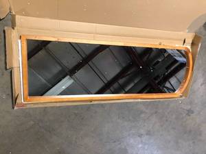 lot 45 image: Rustic Arched 21 in. W x 64 in. H Solid Wood Framed DIY Carved Full Length Mirror    Customer Returns See Pictures