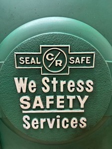 lot 22 image: Vintage Service Station SAFETY Cabinet Embossed Door (PLASTIC)