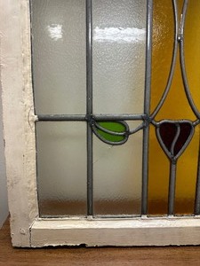 lot 33 image: Antique European Leaded  Stained Glass Window
