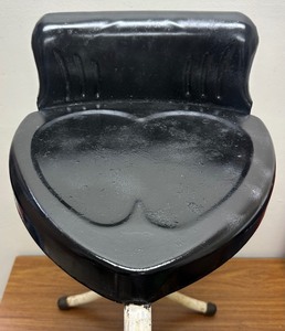lot 35 image: Antique Industrial HEART SHAPED 3-legged Chair