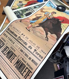 lot 46 image: LARGE Travel and Bull Fighting Poster Lot