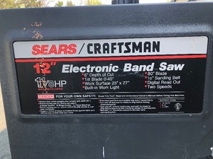 lot 61 image: Working CRAFTSMAN Electronic 12 Band Saw