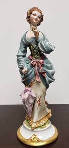 lot 108 image: Vintage Tyche Tosca Capodimonte Porcelain Lady Holding Flower Figurine 10