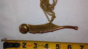 lot 15 image: Vintage Boatswain Whistle and Miniature Pewter Dragon Castle