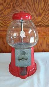 lot 31 image: VINTAGE 1960S Authentic Red Gumball Machine.
