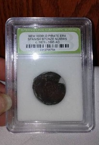 lot 64 image: New World Pirate Era Spanish Bronze Nummis Coin