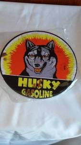 lot 128 image: Husky Gasoline Metal Sign.