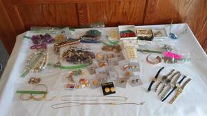 lot 208 image: Jewelry, Earrings, Watches, Necklaces.