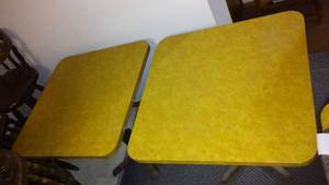 lot 254 image: Plain Top Tables (2) and Chairs(3)
