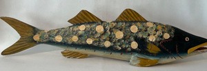 lot 7 image: What a Catch  Carved Hand Painted LARGE WOODEN FISH