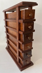 lot 14 image: Vintage Primitive Hand Made Drawer Tower #1