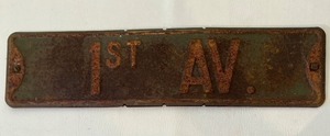 lot 17 image: Vintage Double Sided 1st AV. Street Sign - #1