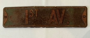 lot 18 image: Vintage Double Sided 1st AV. Street Sign - #2
