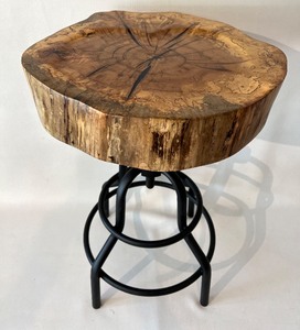 lot 28 image: Custom Solid Spalted Maple Live Edge Solid Wood Stool by WEST EDGE WOODWORKING