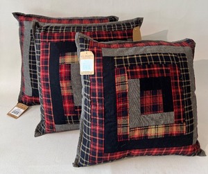lot 35 image: Set of 3 NEW Plaid Patchwork Pillows