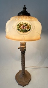 lot 40 image: Antique Vintage Hand Painted Glass Lamp