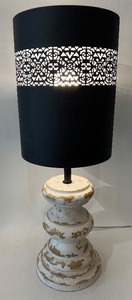 lot 41 image: New Metal Lampshade with Wooden Base Lamp