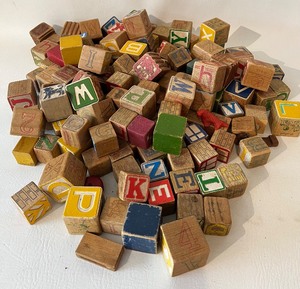 lot 44 image: Vintage ABC Wooden Blocks