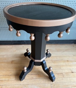 lot 61 image: Wood Pedestal Side Table with Apron and Ball Detailing
