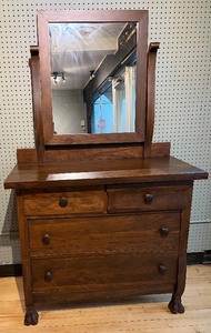 lot 67 image: Vintage Wooden Dresser with Mirror With Dovetail Joints
