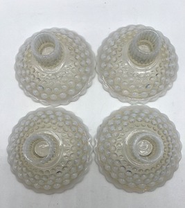 lot 126 image: Fenton White Hobnail Candle Holders - QTY 4