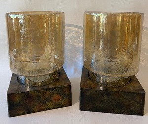 lot 139 image: Pair of Large Glass Candle Holders