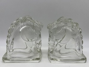 lot 143 image: Pair of Vintage FEDERAL GLASS Horse Bookends