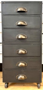 lot 77 image: 6 Drawer Organizer Wood Cabinet on Wheels