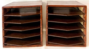 lot 78 image: Vintage Pair of Wooden Paper Organizer Units