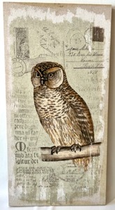 lot 81 image: Canvas on Wood OWL Art