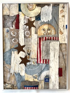 lot 84 image: Artist Signed Framed Collage Mixed Media Art