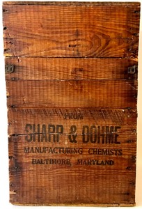 lot 89 image: RARE 1900s SHARP & DHOME - QUINNLE Chemists SHIPPER Wooden Crate