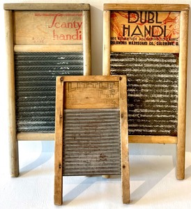 lot 90 image: Vintage DUBL HANDI & SCANTY HANDI & LITTLE Scrub Surface Washboards - Qty 3