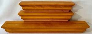 lot 94 image: POTTERY BARN Light Oak Tone Floating Wall Shelf - Qty 3