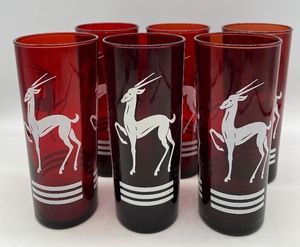 lot 154 image: Vintage Mid Century ANCHOR HOCKING Gazelle Collins Drinking Glasses