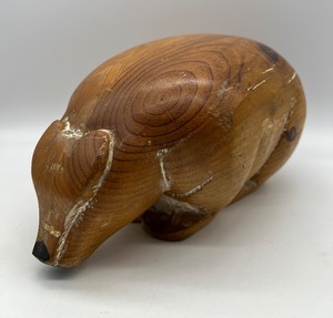 lot 170 image: Vintage Wood Carved Woodland Animal - Badger
