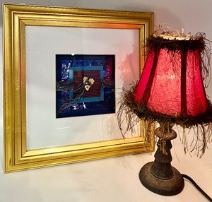 lot 173 image: JANAH BREIDENBACH Framed Art and Mini Fringed Lamp