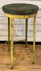 lot 178 image: Vintage Painted Wood Industrial Stool