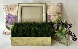 lot 182 image: Decorate it with a touch of Purple - Home Decor - Pillows, Faux Plants and Frame