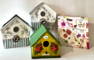 lot 196 image: Artisan Made Birdhouse and Birdhouse Pots with Floral Nesting Boxes