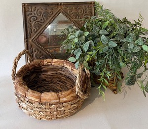 lot 207 image: Decorative Tin Mirror, Basket and Faux Plant