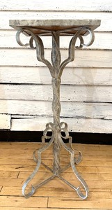 lot 238 image: PLANT STAND with Tile Top and Ornate Metal Base