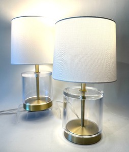 lot 252 image: NEW Pair of BRASS and ACRYLIC Lamps