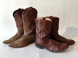 lot 273 image: 2 Pairs of Mens LEATHER COWBOY BOOTS, US Made, Size 10