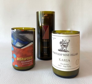 lot 278 image: Trio of Upcycled WINE BOTTLE Soy Candles