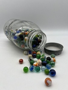 lot 302 image: Lost your Marbles  We found them  Vintage Jar of Glass Marbles