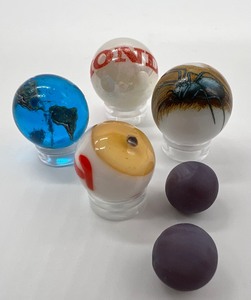 lot 304 image: Vintage Collectible Specialty Marbles including World, Mustard Seed and Honda