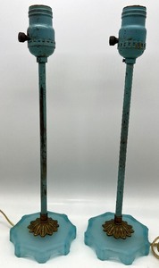 lot 311 image: Vintage ART DECO Candlestick Table Lamps - Plug In